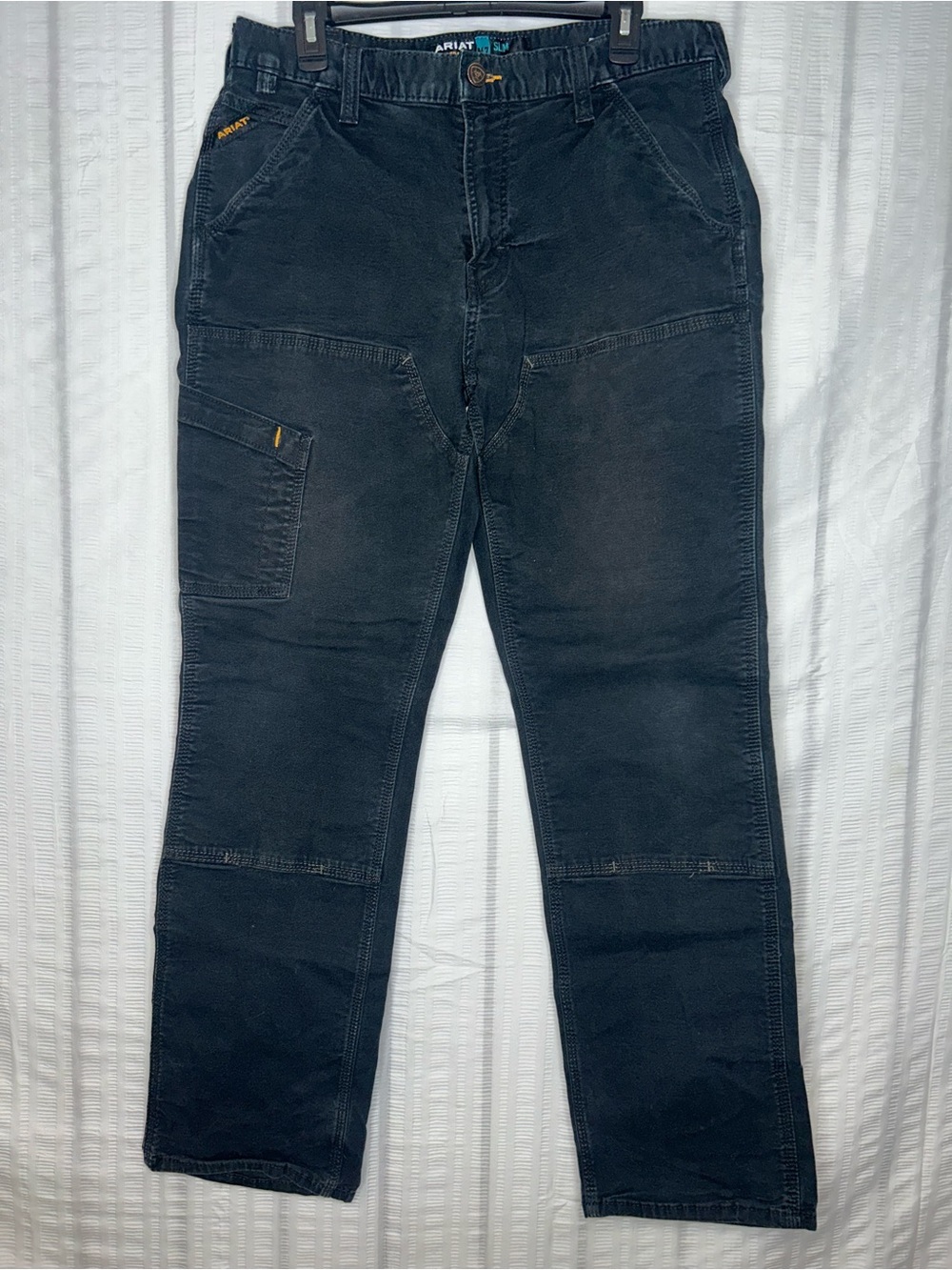 Ariat Rebar M7 Slim Fit Straight Leg Black DoubleKnee Carpenter Pants Men 34x34